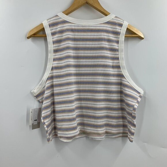 Nordstrom BP Women's White Kalee‎ Stripe Cotton Rib Knit Ringer Tank Size 2X NWT - Picture 2 of 12